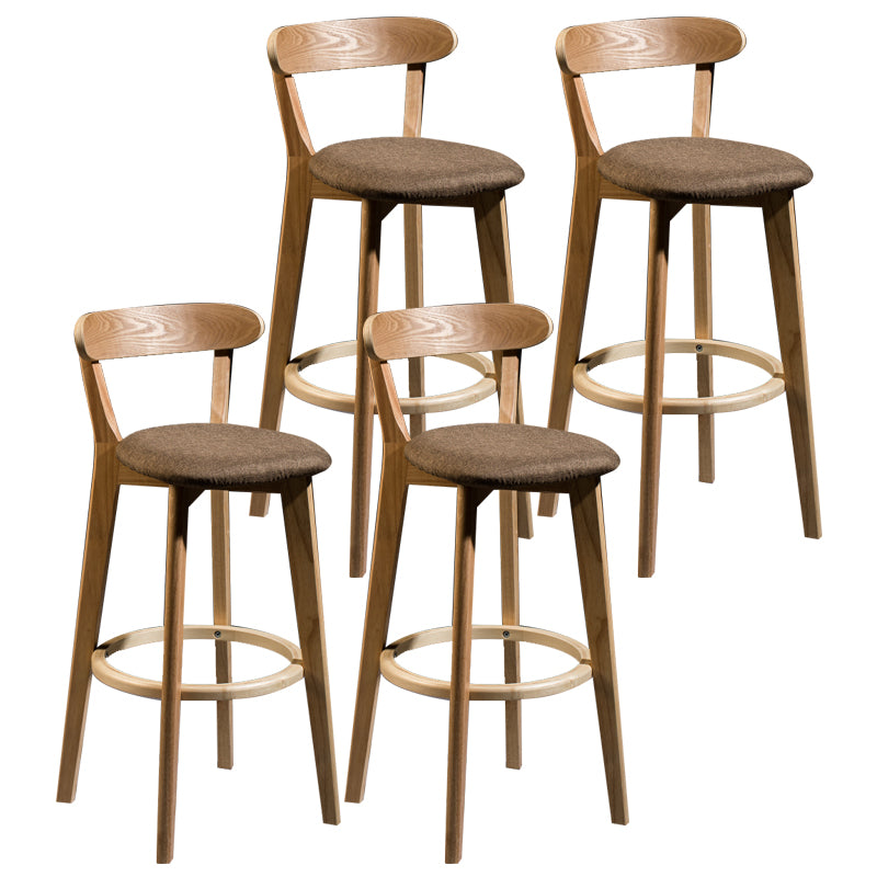 Modern Armless Backrest Counter Stool Wood Bar Stool with Cushion and Pedal