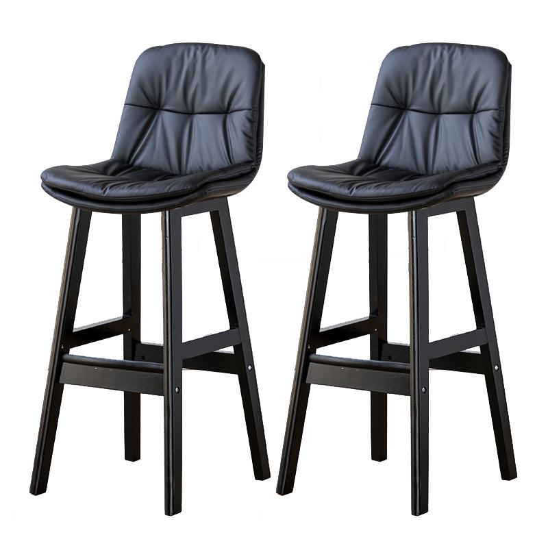 Modern Armless Backrest Counter Stool Wood Milk Tea Shop Bar Stool with Leather Cushion