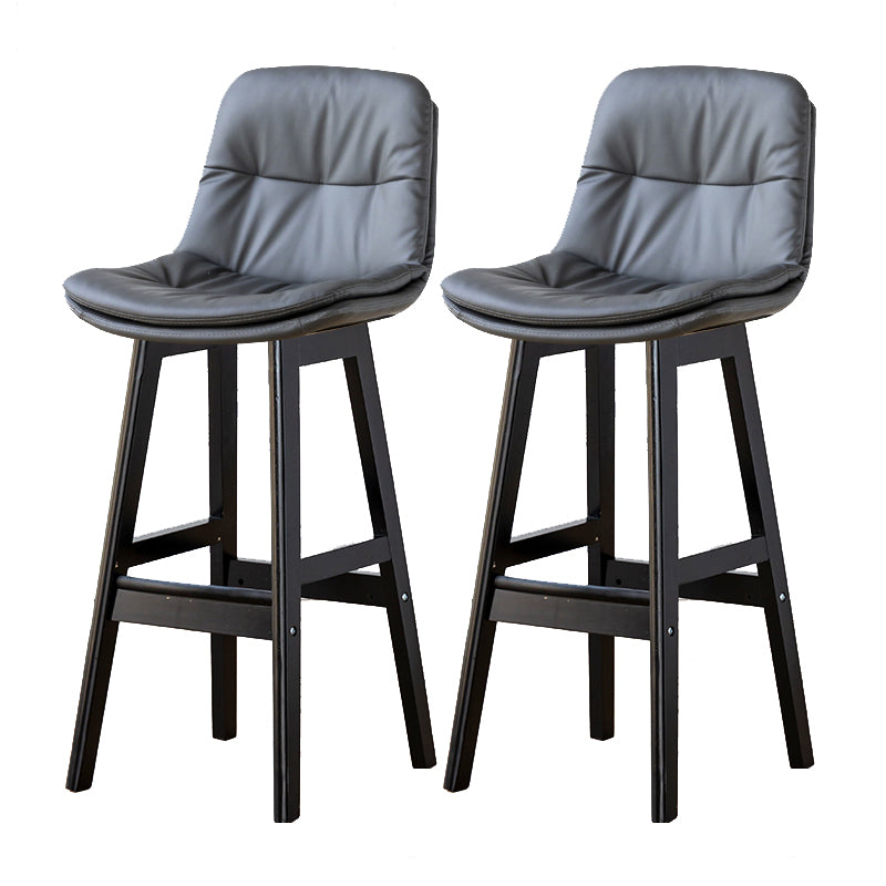 Modern Armless Backrest Counter Stool Wood Milk Tea Shop Bar Stool with Leather Cushion