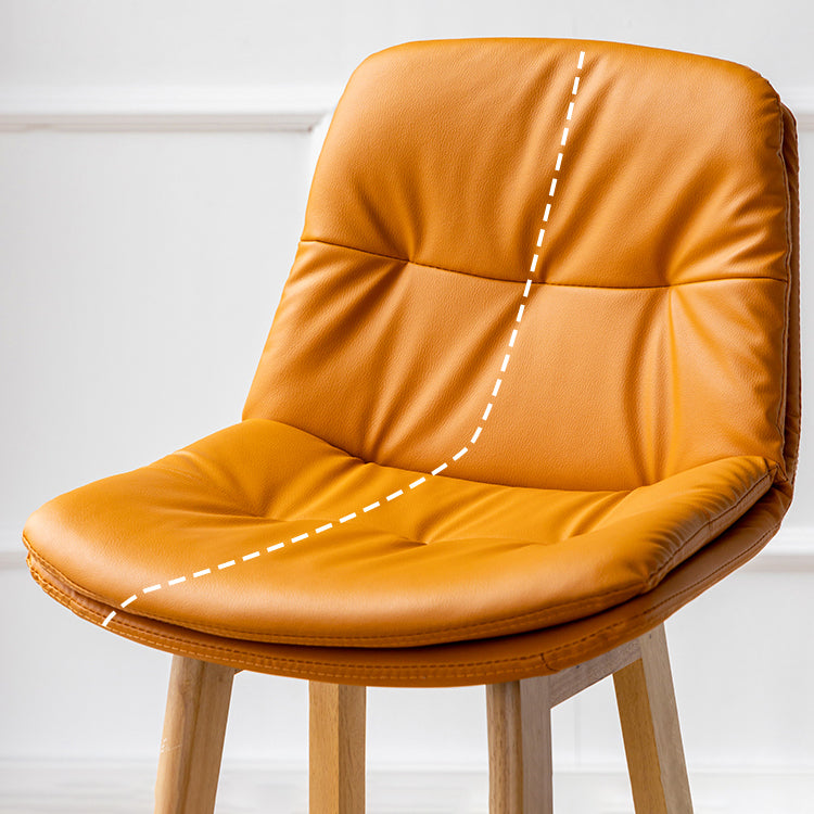 Modern Armless Backrest Counter Stool Wood Milk Tea Shop Bar Stool with Leather Cushion