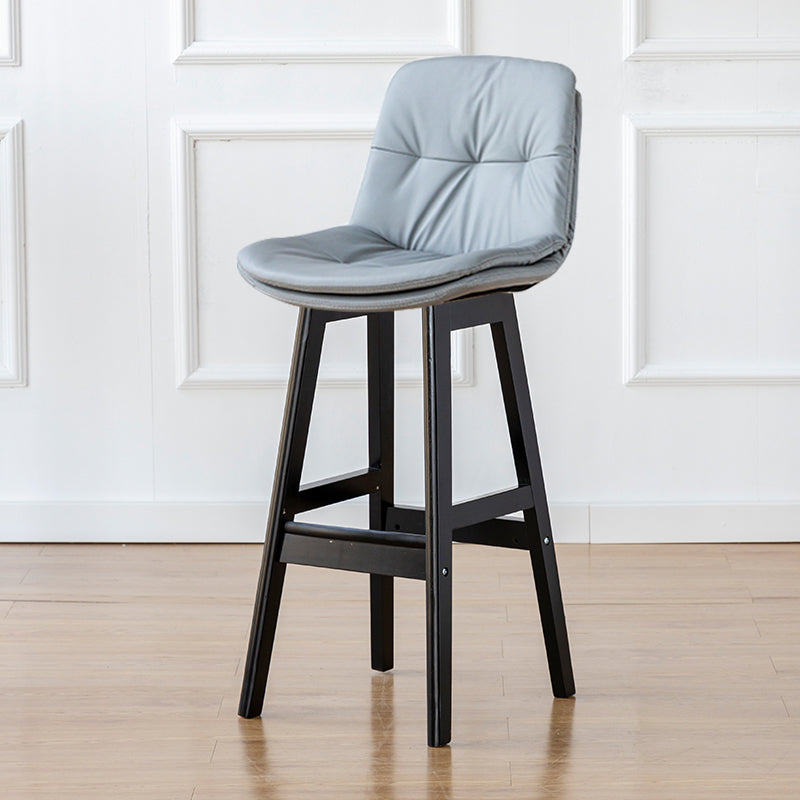 Modern Armless Backrest Counter Stool Wood Milk Tea Shop Bar Stool with Leather Cushion
