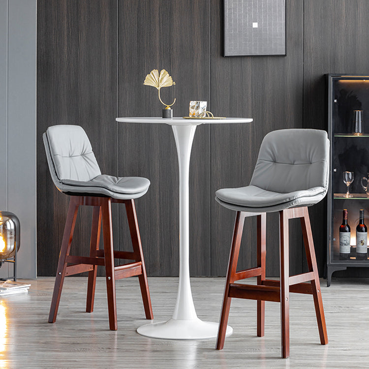 Modern Armless Backrest Counter Stool Wood Milk Tea Shop Bar Stool with Leather Cushion