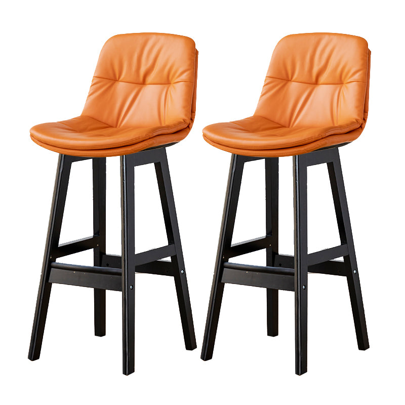 Modern Armless Backrest Counter Stool Wood Milk Tea Shop Bar Stool with Leather Cushion