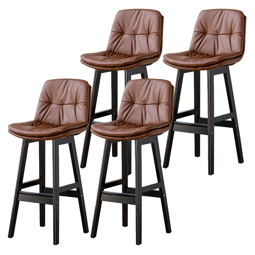 Modern Armless Backrest Counter Stool Wood Milk Tea Shop Bar Stool with Leather Cushion