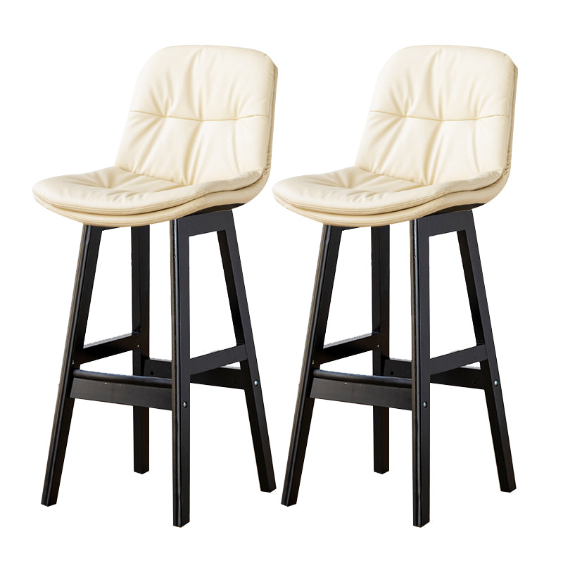 Modern Armless Backrest Counter Stool Wood Milk Tea Shop Bar Stool with Leather Cushion