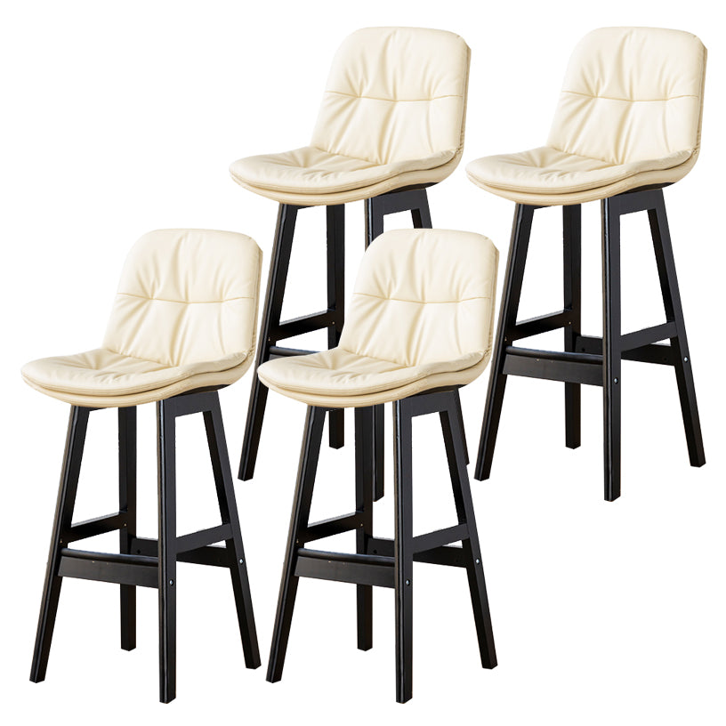 Modern Armless Backrest Counter Stool Wood Milk Tea Shop Bar Stool with Leather Cushion