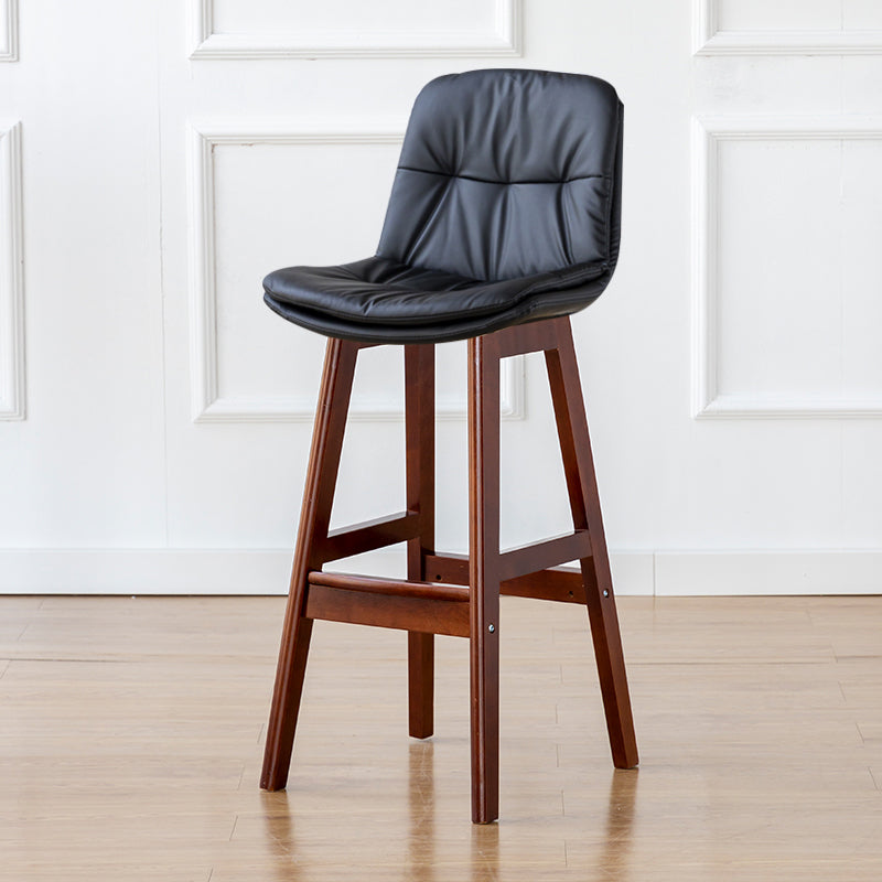 Modern Armless Backrest Counter Stool Wood Milk Tea Shop Bar Stool with Leather Cushion