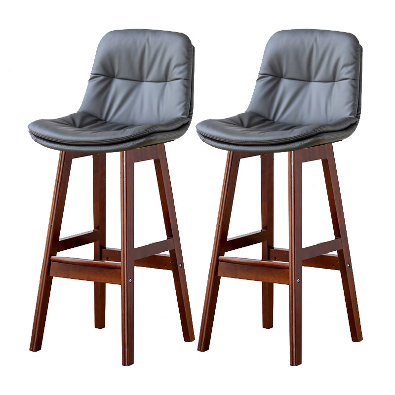 Modern Armless Backrest Counter Stool Wood Milk Tea Shop Bar Stool with Leather Cushion
