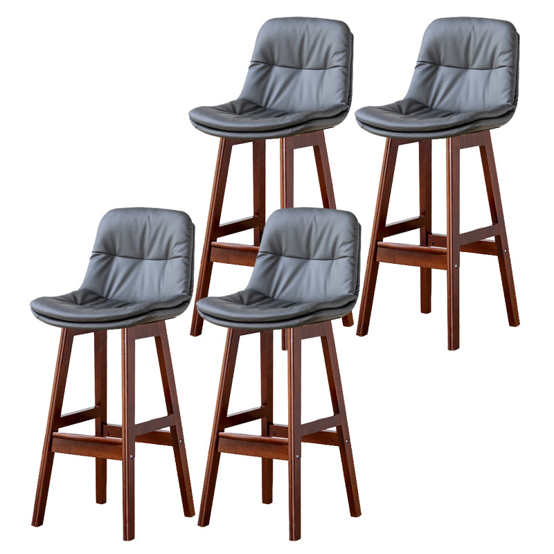 Modern Armless Backrest Counter Stool Wood Milk Tea Shop Bar Stool with Leather Cushion