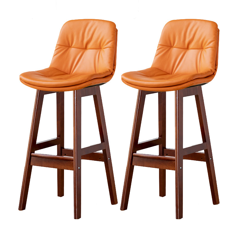 Modern Armless Backrest Counter Stool Wood Milk Tea Shop Bar Stool with Leather Cushion