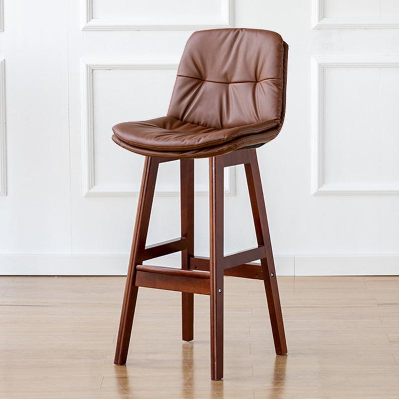 Modern Armless Backrest Counter Stool Wood Milk Tea Shop Bar Stool with Leather Cushion