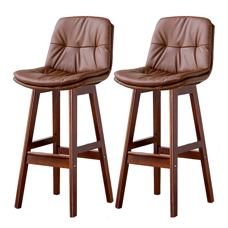 Modern Armless Backrest Counter Stool Wood Milk Tea Shop Bar Stool with Leather Cushion