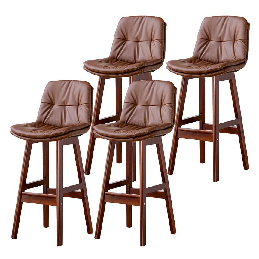 Modern Armless Backrest Counter Stool Wood Milk Tea Shop Bar Stool with Leather Cushion