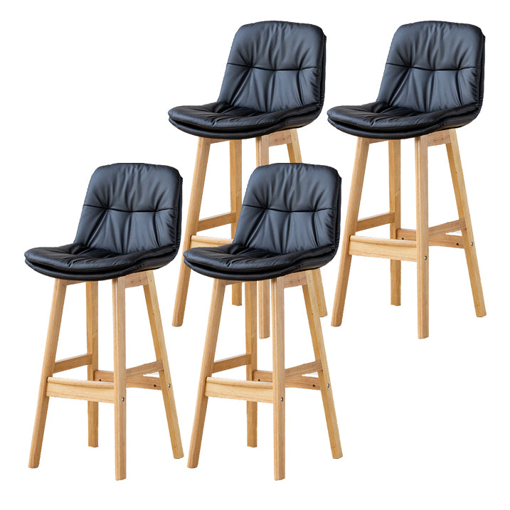 Modern Armless Backrest Counter Stool Wood Milk Tea Shop Bar Stool with Leather Cushion