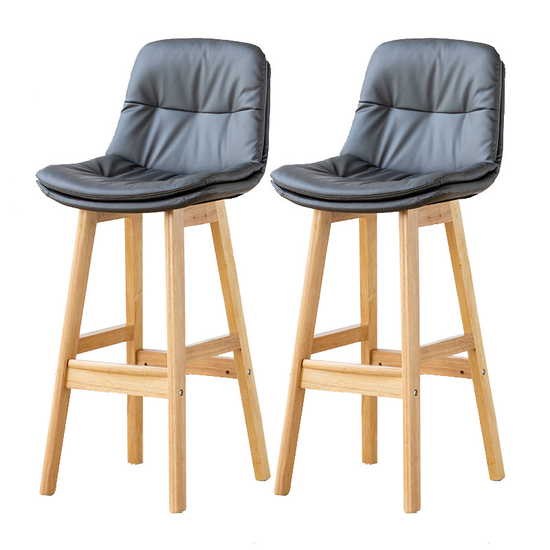 Modern Armless Backrest Counter Stool Wood Milk Tea Shop Bar Stool with Leather Cushion