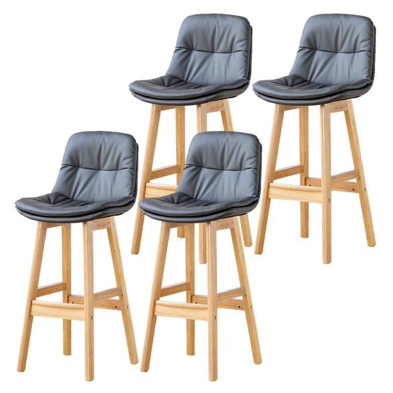 Modern Armless Backrest Counter Stool Wood Milk Tea Shop Bar Stool with Leather Cushion