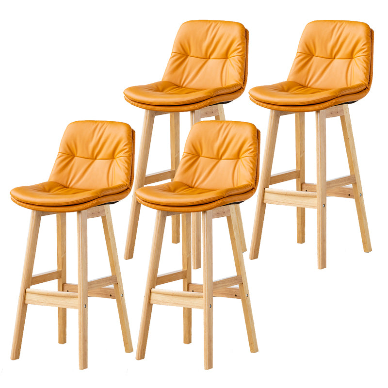 Modern Armless Backrest Counter Stool Wood Milk Tea Shop Bar Stool with Leather Cushion