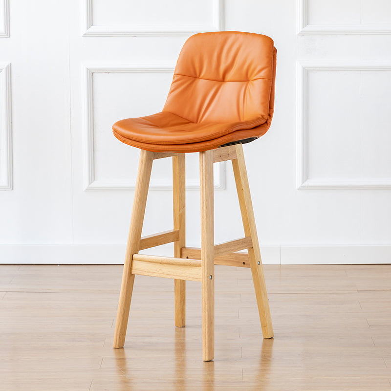 Modern Armless Backrest Counter Stool Wood Milk Tea Shop Bar Stool with Leather Cushion