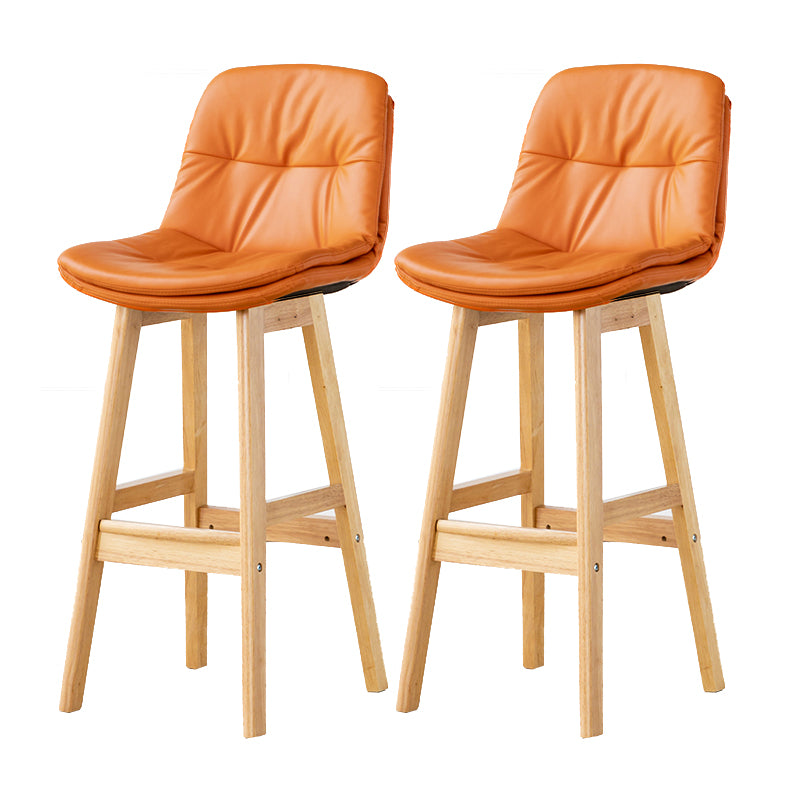 Modern Armless Backrest Counter Stool Wood Milk Tea Shop Bar Stool with Leather Cushion