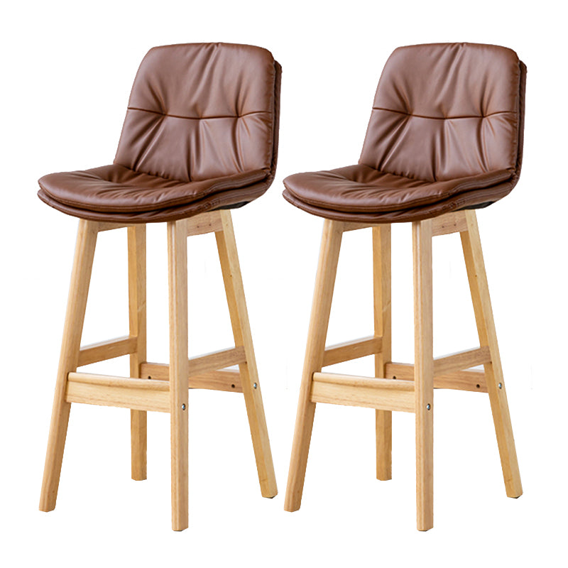 Modern Armless Backrest Counter Stool Wood Milk Tea Shop Bar Stool with Leather Cushion