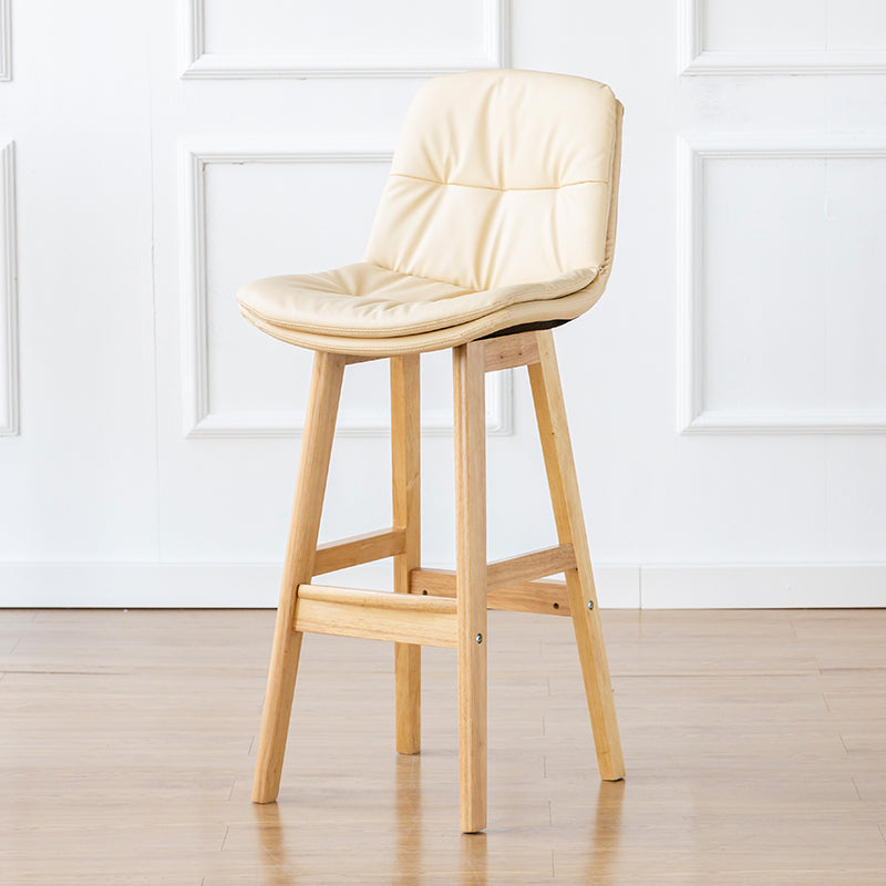 Modern Armless Backrest Counter Stool Wood Milk Tea Shop Bar Stool with Leather Cushion