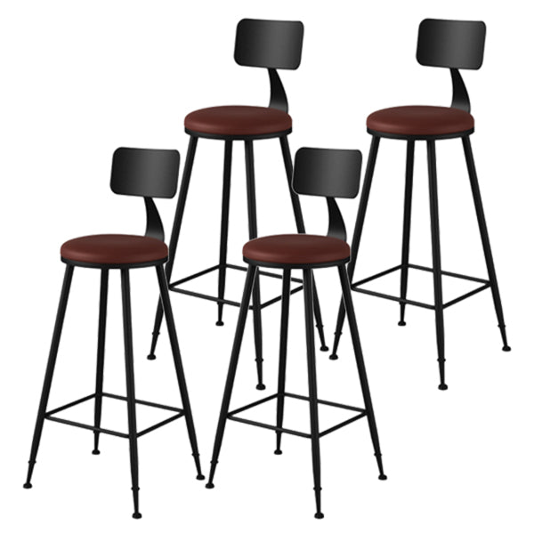 Moderner Barhocker ohne Armlehnen, Barhocker aus Eisen mit Lederkissen und Pedal