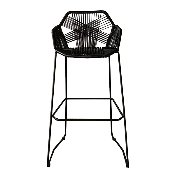 Moderne Armlehre Rückenlehne Theke Stuhl Iron Balcony Barhocker mit Rattansitz und Pedal