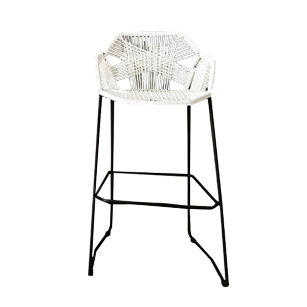 Moderne Armlehre Rückenlehne Theke Stuhl Iron Balcony Barhocker mit Rattansitz und Pedal