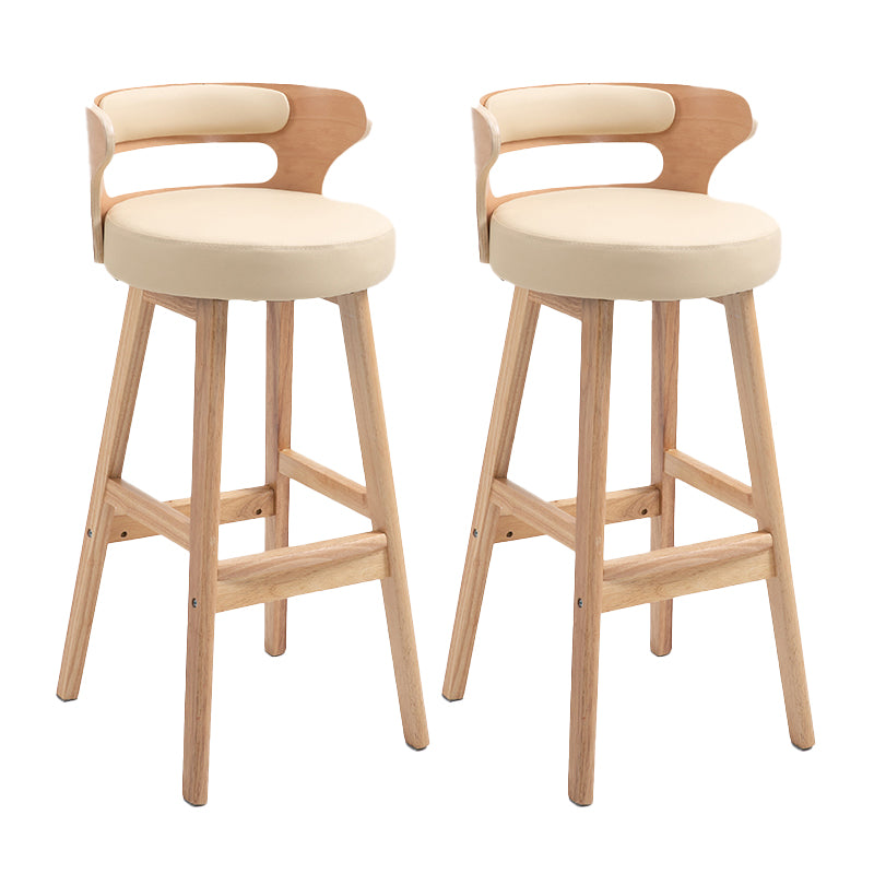 Taburetes de barra de barras de madera maciza contemporánea con espalda baja