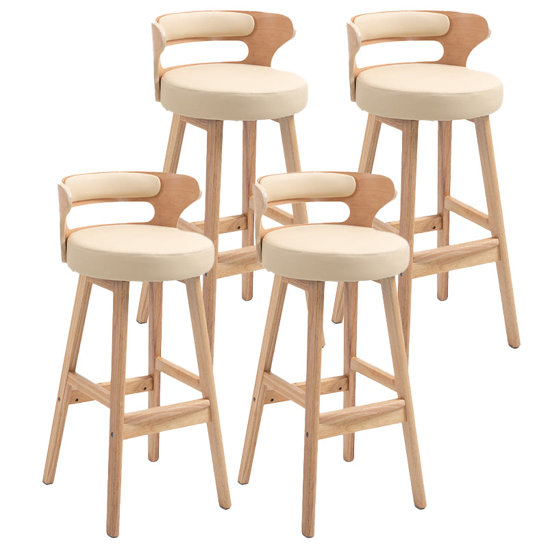 Taburetes de barra de barras de madera maciza contemporánea con espalda baja