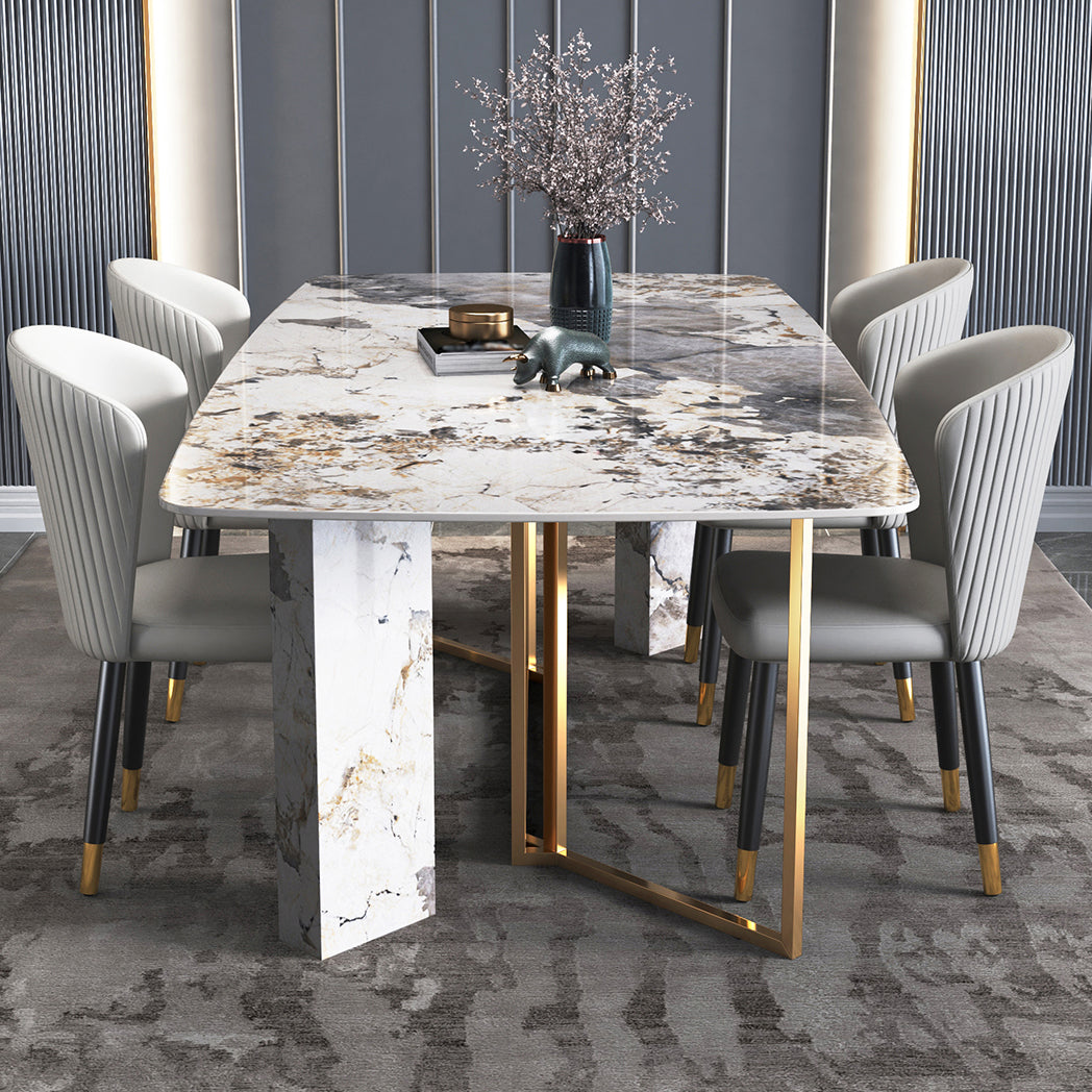Glam Style 1/4/5/6/7 Pieces Dining Set Rectangle Sintered Stone Dining Table Set