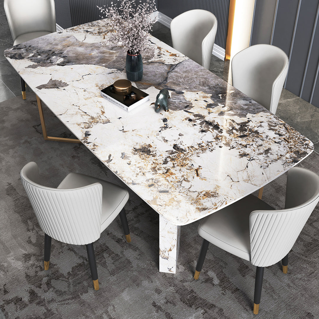 Glam Style 1/4/5/6/7 Pieces Dining Set Rectangle Sintered Stone Dining Table Set