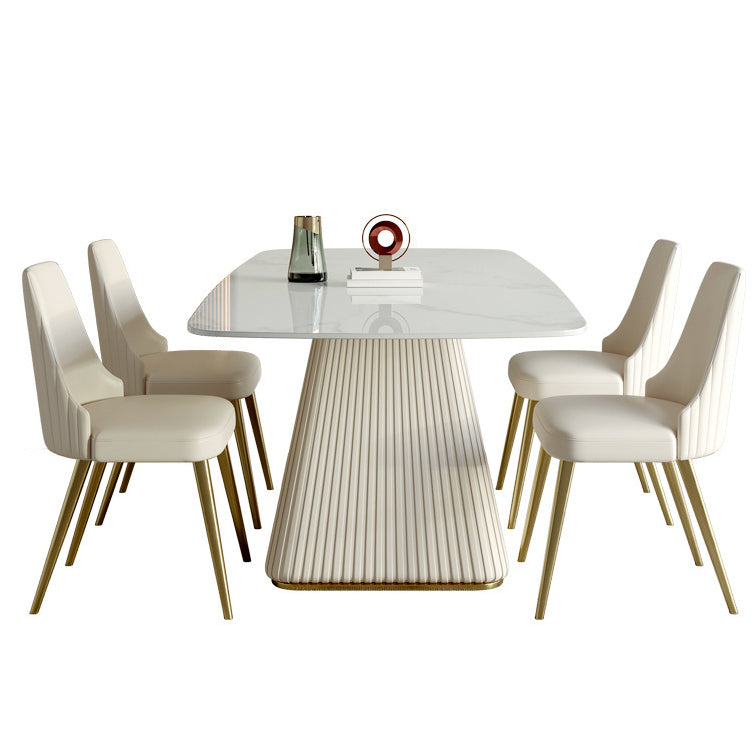 Nordic 1/4/5/6/7 Pieces Furniture Sintered Stone Dining Table Set with Leather Chairs