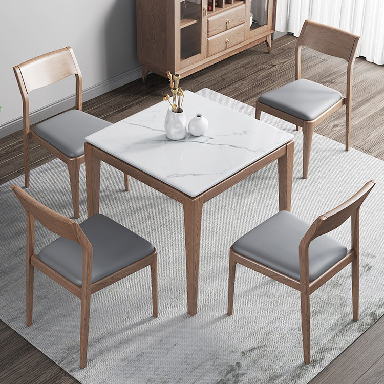 Industrial Style Square Dining Table Stone 4 Legs Dining Site Table for Dining Room
