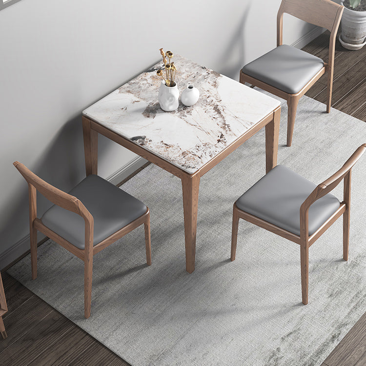 Industrial Style Square Dining Table Stone 4 Legs Dining Site Table for Dining Room