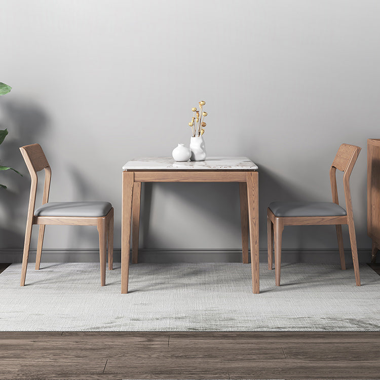 Industrial Style Square Dining Table Stone 4 Legs Dining Site Table for Dining Room