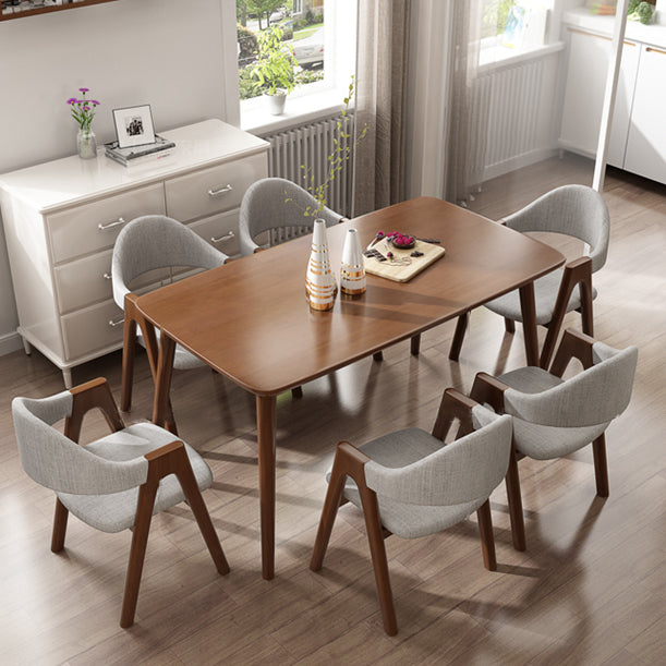 Modern Rubber Wood Table for Restaurant Rectangle Dining Table with 4 Legs