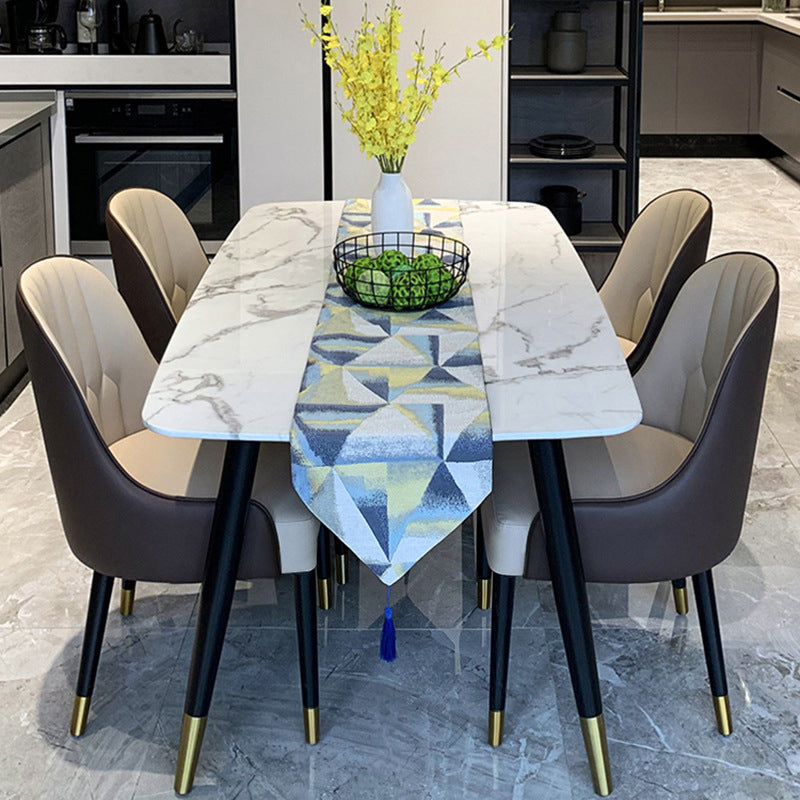 Modern Dining Table White Rectangle Table with 4 Legs for Dining Room