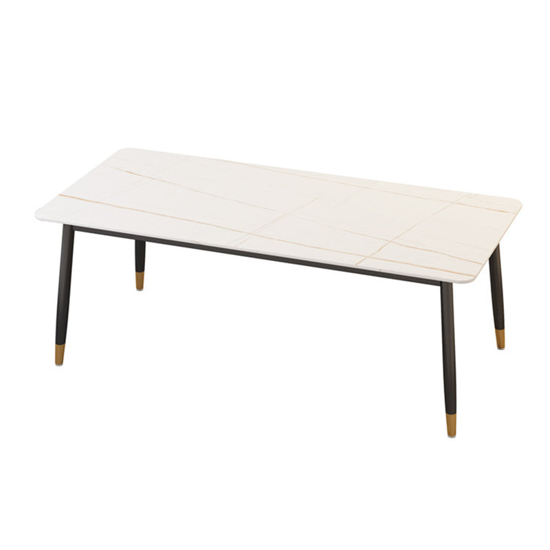 Mesa de comedor moderna de imitación de mármol con acabado mate, rectangular, 4 patas