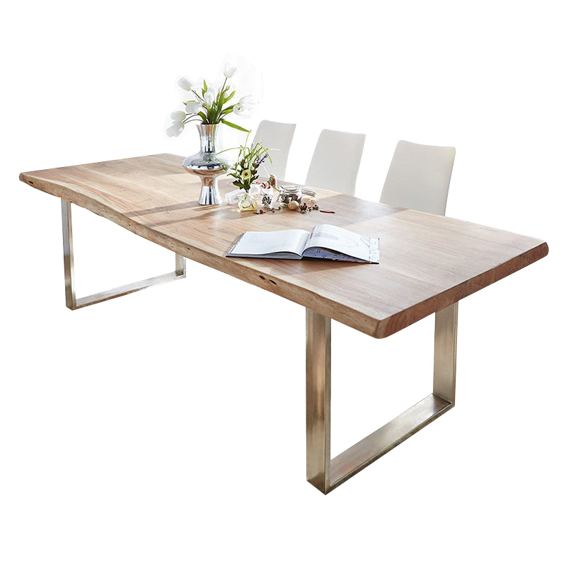 Table moderne en bois massif pour restaurant Table à manger rectangulaire avec double piédestal