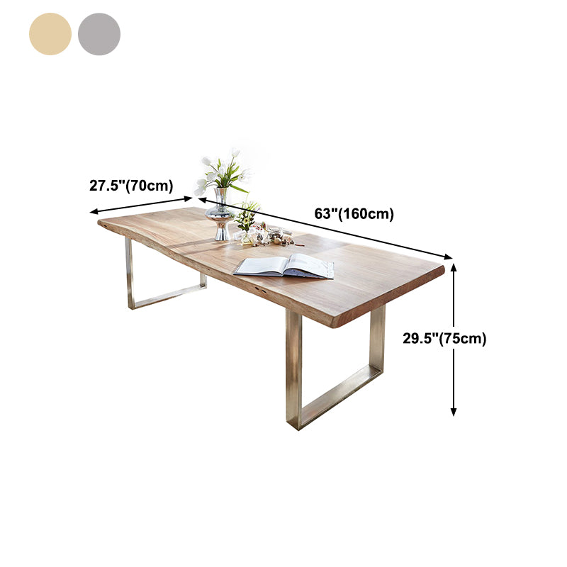 Table moderne en bois massif pour restaurant Table à manger rectangulaire avec double piédestal