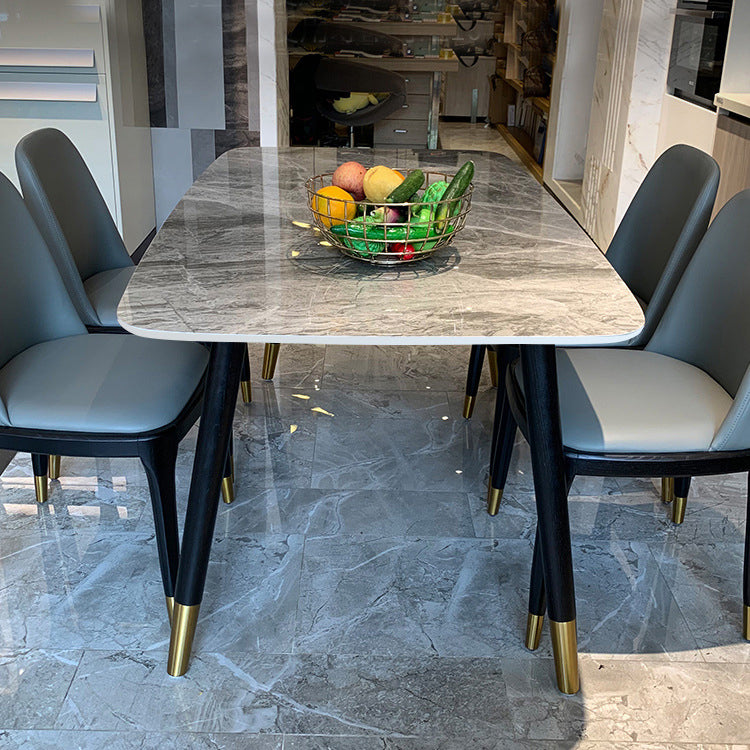 Eettafel met stenen blad Moderne eettafel met 4 poten in zwart