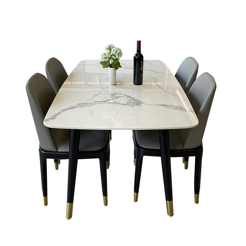 Mesa de comedor de piedra con 4 piernas negras