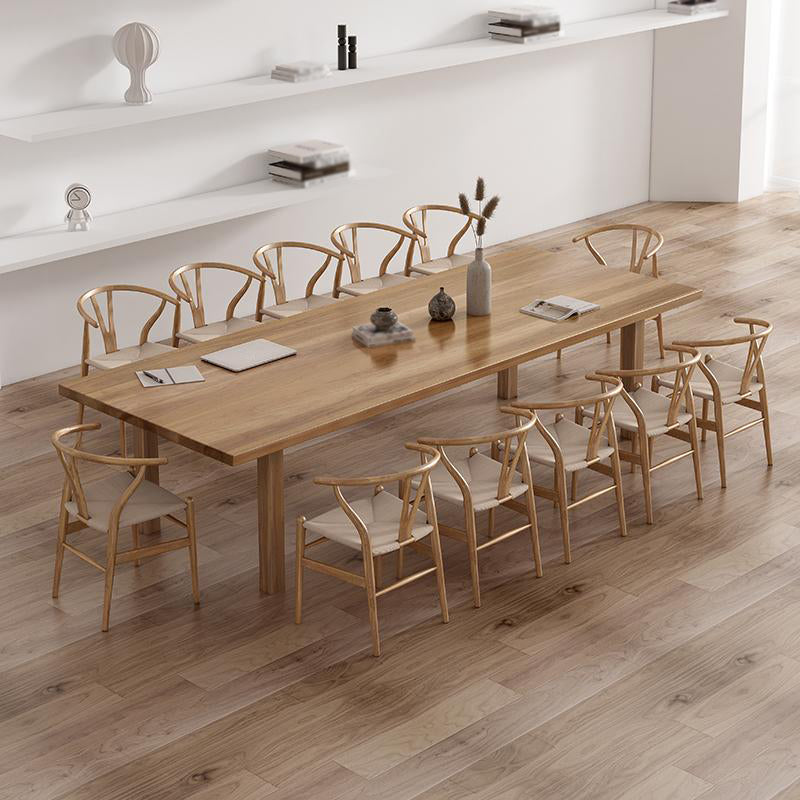 Modern Solid Wood Table for Restaurant Rectangle Brown Dining Table with 4 Legs