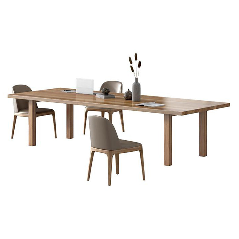 Modern Solid Wood Table for Restaurant Rectangle Brown Dining Table with 4 Legs