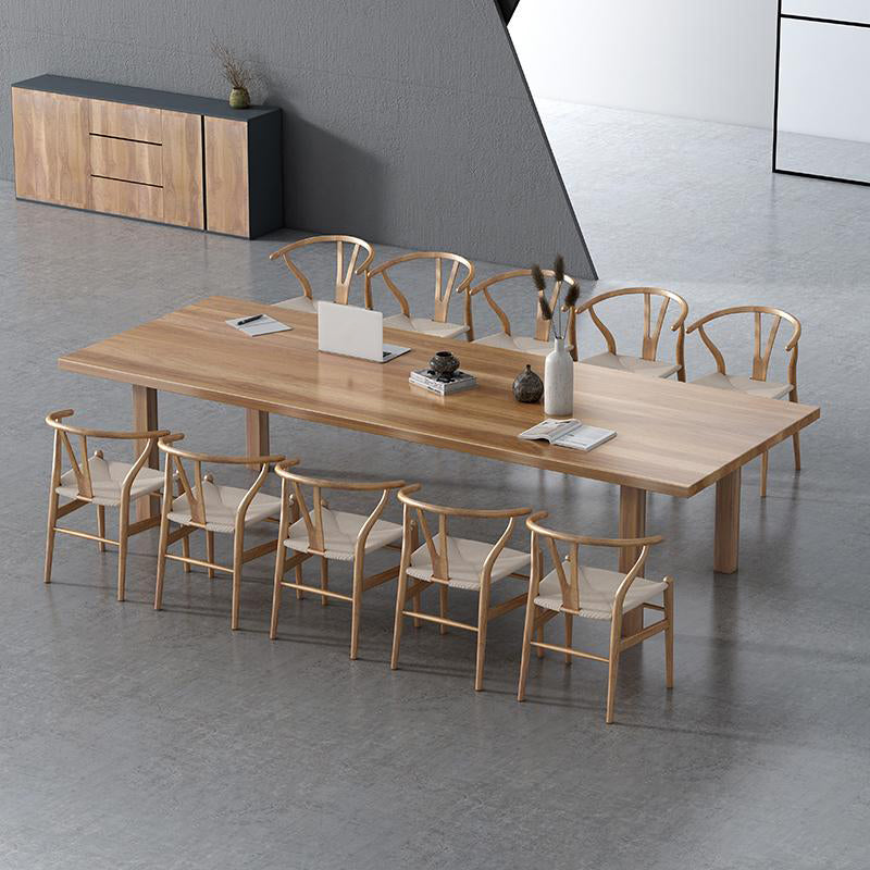 Modern Solid Wood Table for Restaurant Rectangle Brown Dining Table with 4 Legs