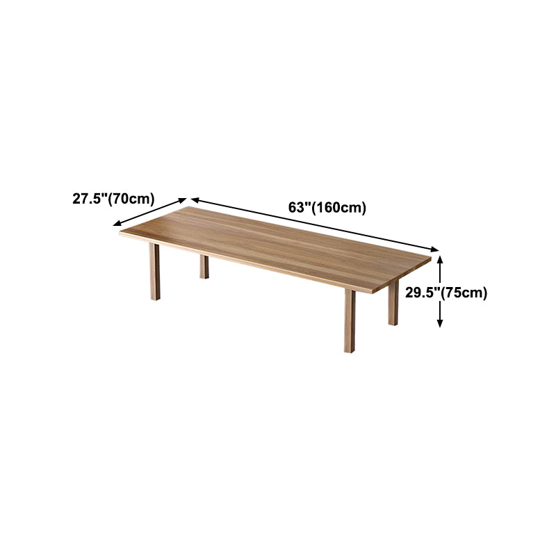 Modern Solid Wood Table for Restaurant Rectangle Brown Dining Table with 4 Legs