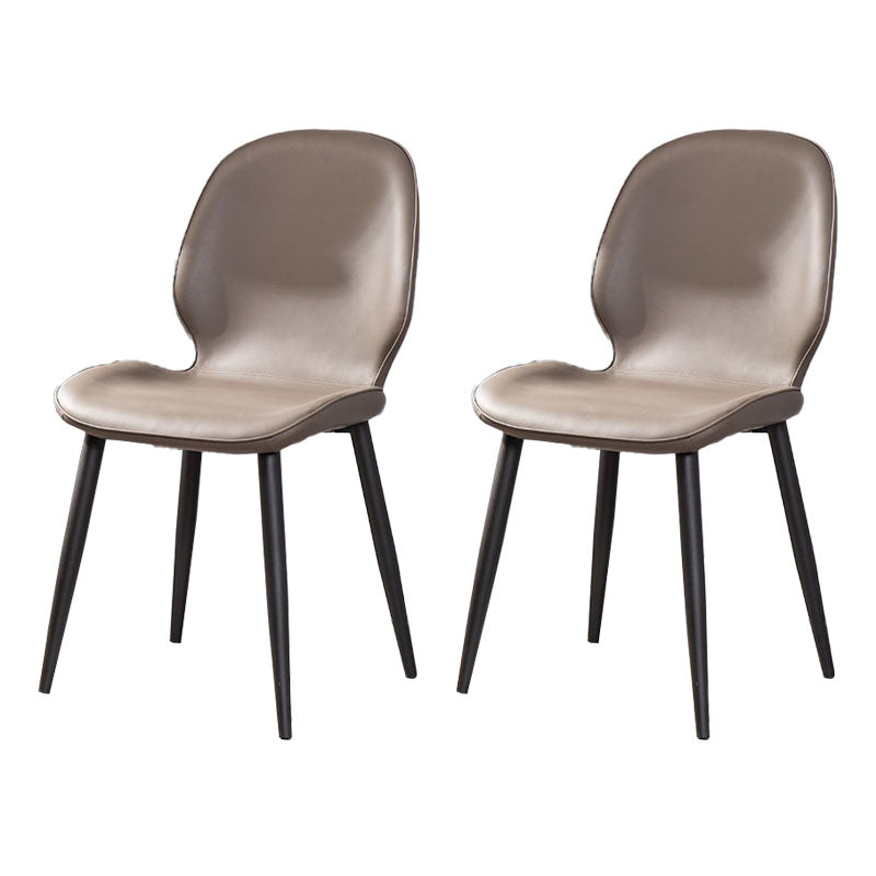 Silla moderna con respaldo sólido, sillas sin brazos con patas de metal para cocina