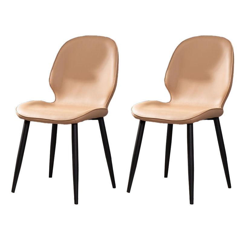Silla moderna con respaldo sólido, sillas sin brazos con patas de metal para cocina