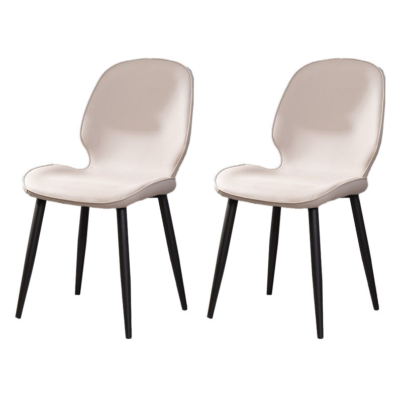 Silla moderna con respaldo sólido, sillas sin brazos con patas de metal para cocina
